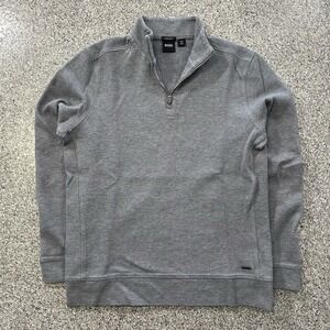Hugo Boss Quarter Zip Pullover Sweater Mens L Regular Fit Sidney Mock Neck Grey